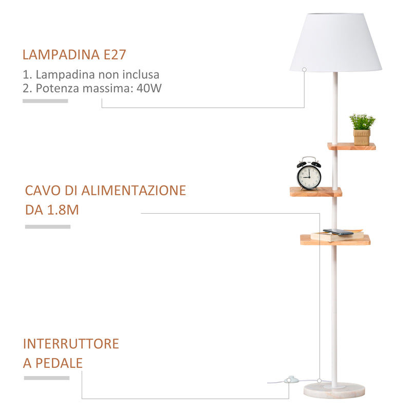 Lampada da Terra Ø38x155 cm E27 40W Base in Marmo Bianco-7