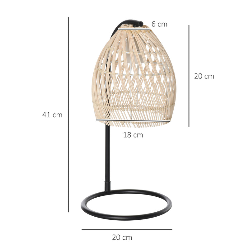 Lampada da Tavolo Ø20x41 cm E27 40W Paralume in Rattan Beige-3