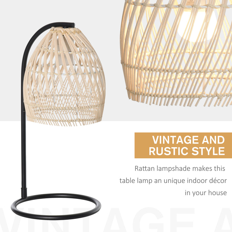 Lampada da Tavolo Ø20x41 cm E27 40W Paralume in Rattan Beige-4