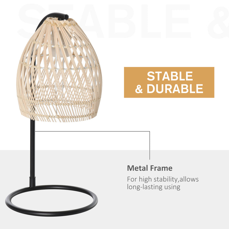 Lampada da Tavolo Ø20x41 cm E27 40W Paralume in Rattan Beige-5