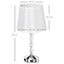 Lampada da Tavolo 2 Porte USB Ø23x45 cm E27 Paralume in tessuto Bianco e Argento-3