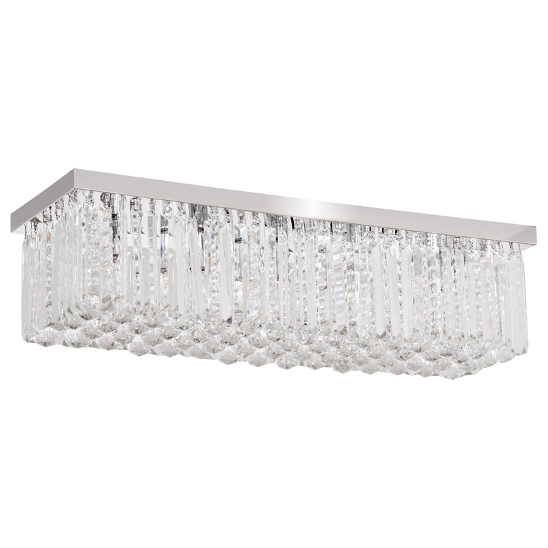 Lampadario Moderno a Gocce in Cristallo 80x25xx20 cm E14 40W Base in Acciaio Argento-1