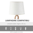 Lampada da Comodino Abat jour Ø30x56 cm in Corda e Tessuto Beige e Bianco-5