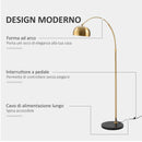 Lampada da Terra ad Arco 30x100x167 cm E27 Paralume in Metallo Oro e Nero-5