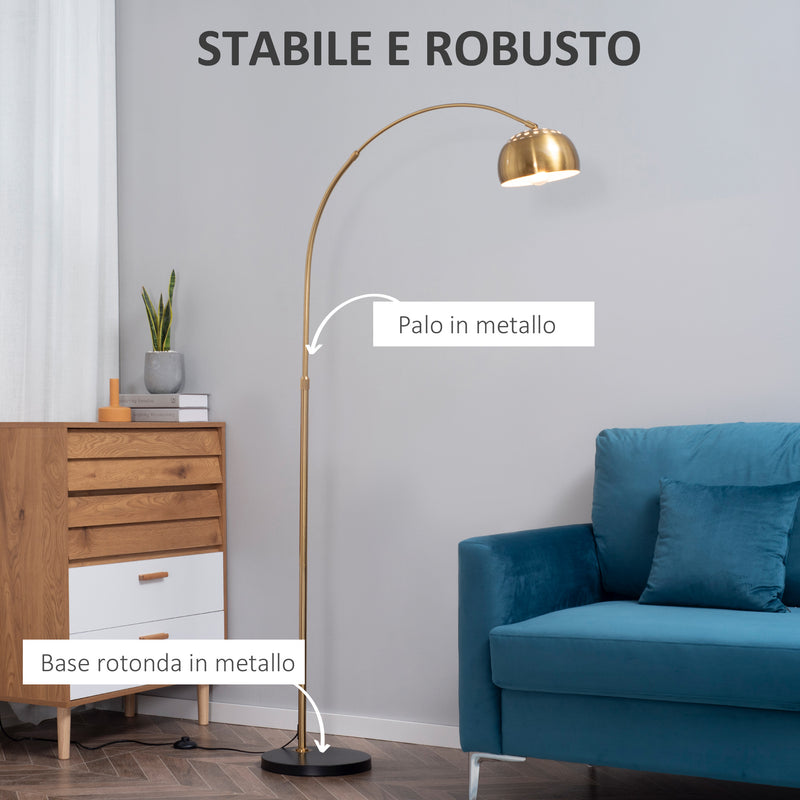 Lampada da Terra ad Arco 30x100x167 cm E27 Paralume in Metallo Oro e Nero-7