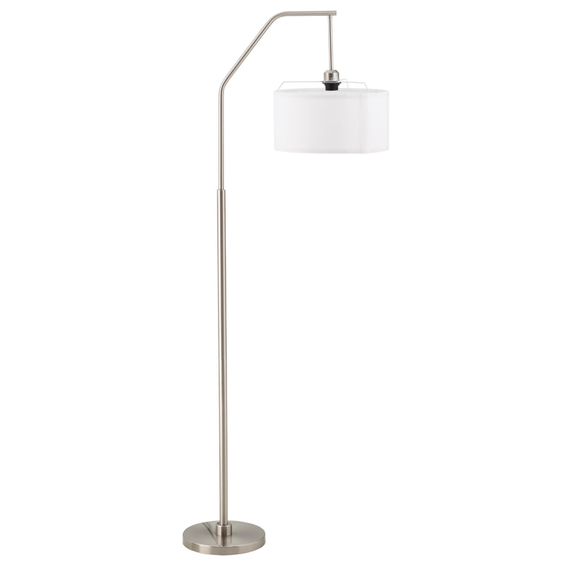 Lampada da Terra 65x33x158 cm E27 Paralume in Tessuto Bianco-1