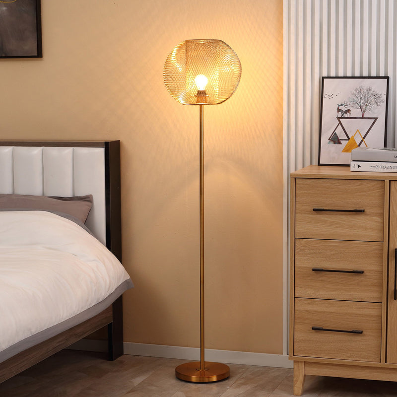 Lampada da Terra Ø35x150 cm E27 Paralume Sferico Oro-2