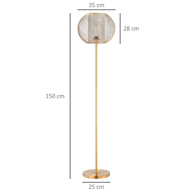 Lampada da Terra Ø35x150 cm E27 Paralume Sferico Oro-3