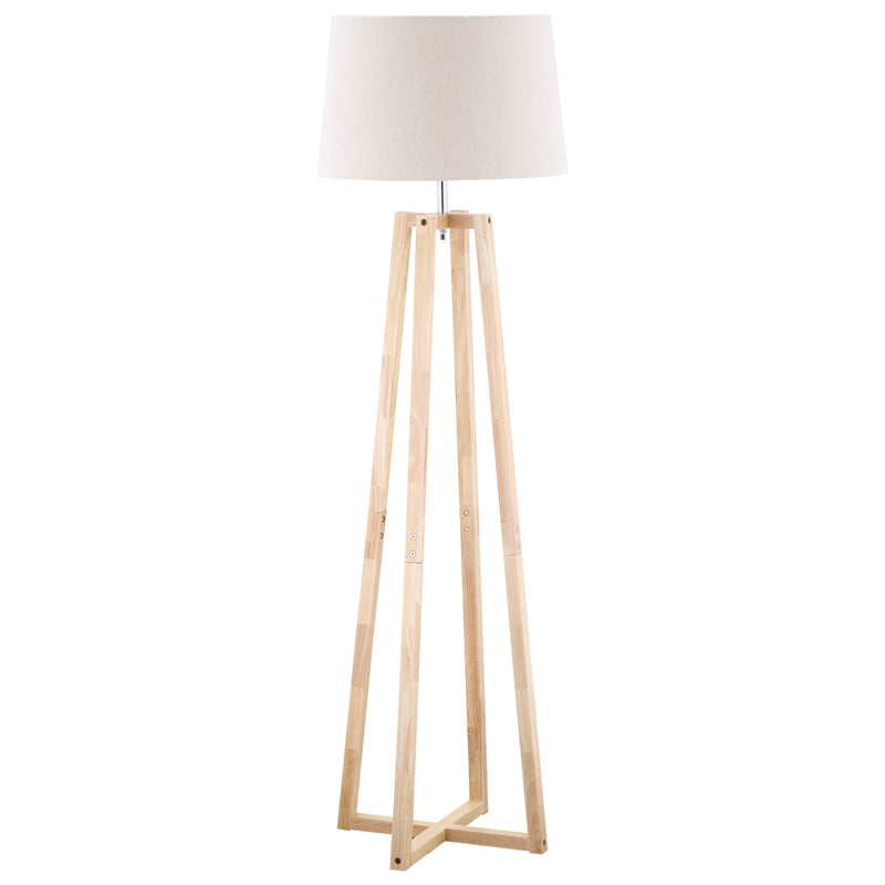 Lampada da Terra Ø44x149 cm E27 Paralume in Tessuto Bianco-1