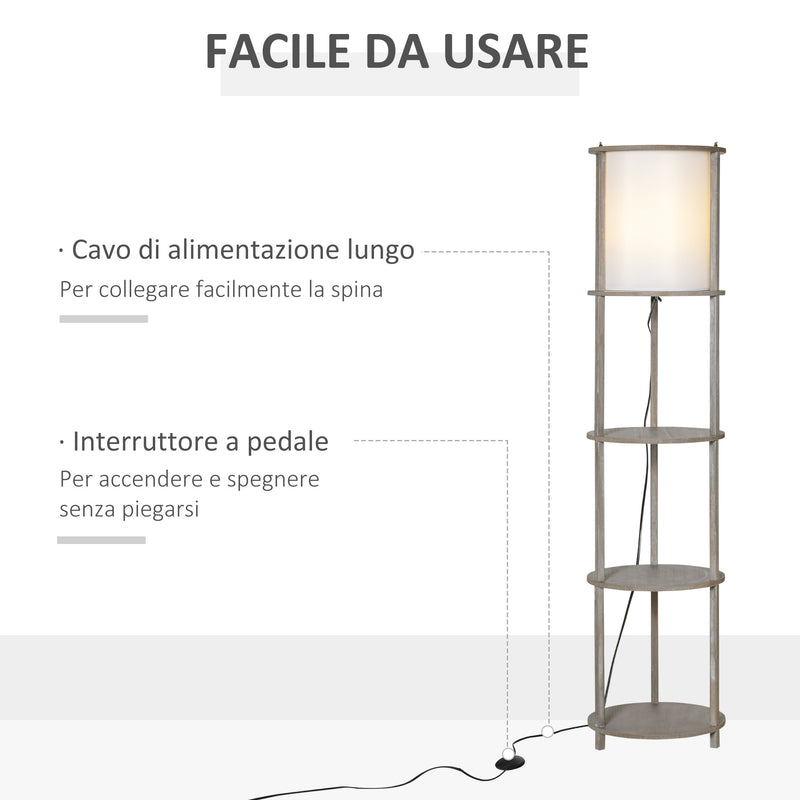 Lampada da Terra 3 Ripiani 35x35x154 cm E27 in Legno e PVC-6