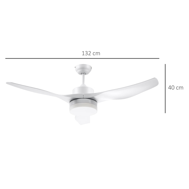 Ventilatore da Soffitto 3 Pale e Lampada LED Ø132x40 cm 6 Velocità Bianco-3