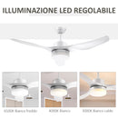 Ventilatore da Soffitto 3 Pale e Lampada LED Ø132x40 cm 6 Velocità Bianco-8