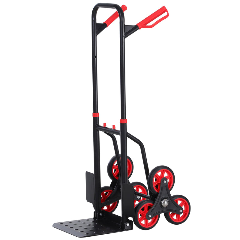 Carrello Portapacchi Pieghevole per Scale 150 Kg in Metallo  Nero e Rosso-1