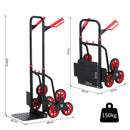 Carrello Portapacchi Pieghevole per Scale 150 Kg in Metallo  Nero e Rosso-3