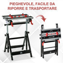 Banco di Lavoro Pieghevole 55x50x108 cm in Metallo e Alluminio Nero-4