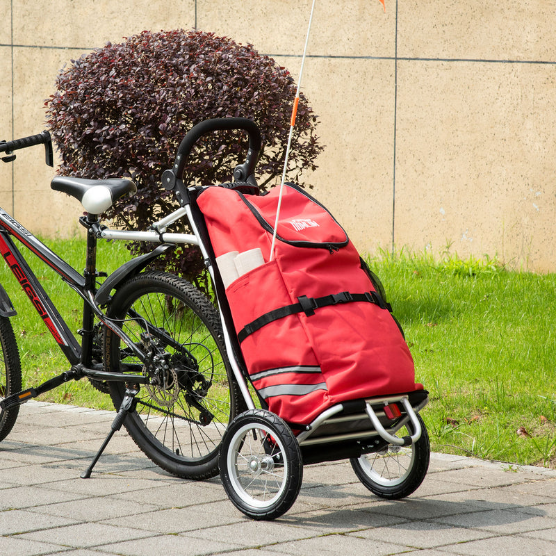 Carrello per Bicicletta Pieghevole 53x43x110 cm con Borsa da Trasporto in Tessuto Oxford Rosso-2