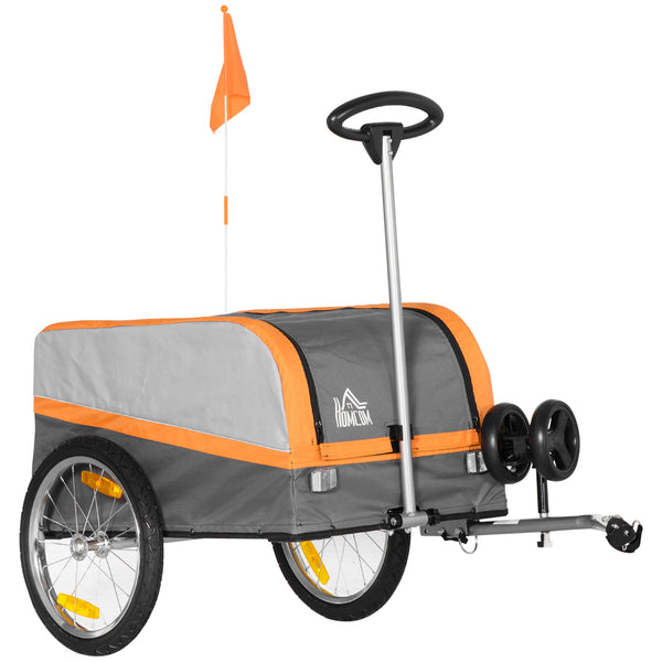 online Remorque Vélo 130x64x60/97 cm en Acier et Sac Tissu Oxford Orange et Argent