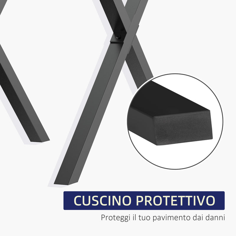 Set 2 Gambe Tavolo a X 40x2,5x43 cm in Acciaio Nero-5