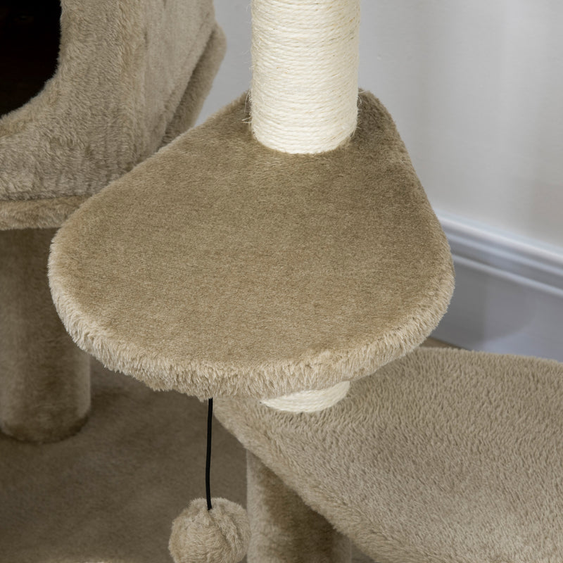 Albero Tiragraffi per Gatti 55x55x94 cm con Pali in Sisal Marrone-8