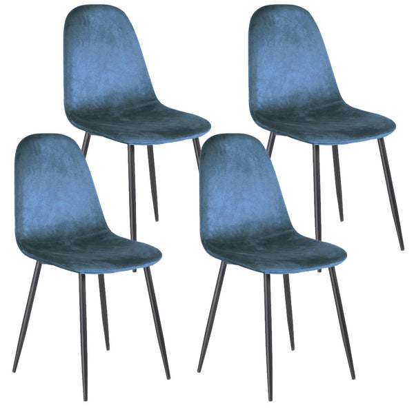 Lot de 4 Chaises d'Intérieur 88x43x53 cm en Tissu Bleu sconto