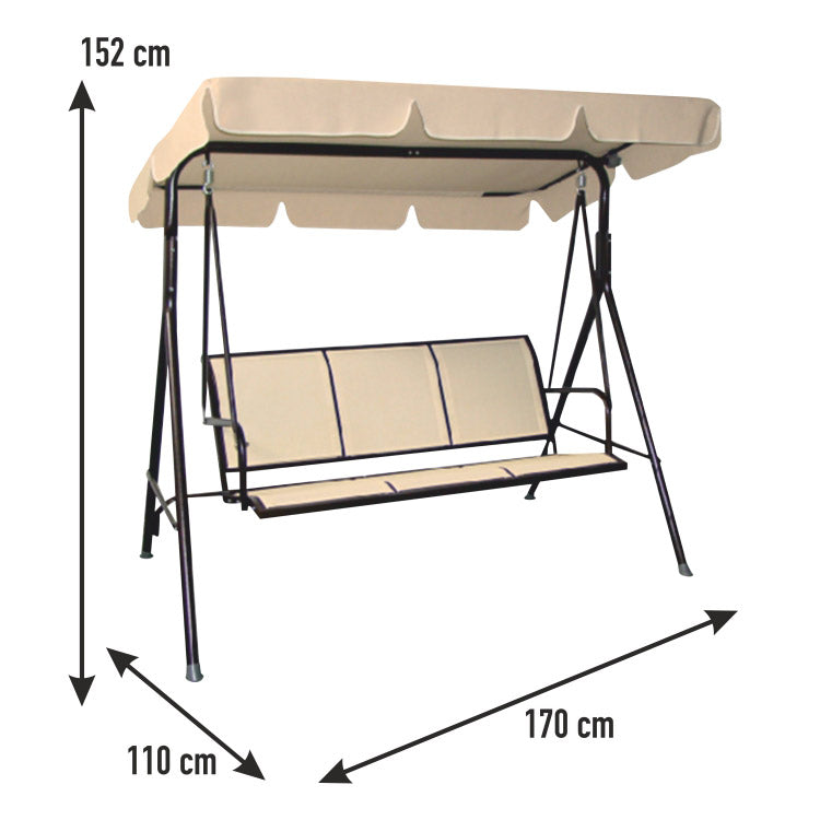 Dondolo 3 Posti da Giardino 170x110x152 cm Ecru-3