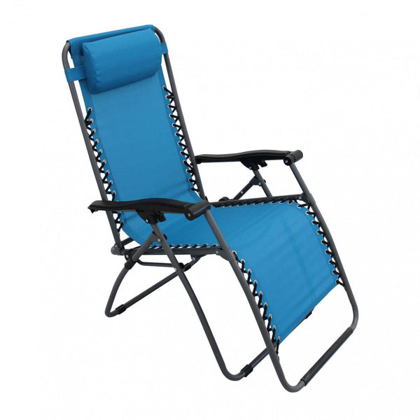 prezzo Chaise longue pliante inclinable Zero Gravity 88x65x110 h cm en textilène bleu