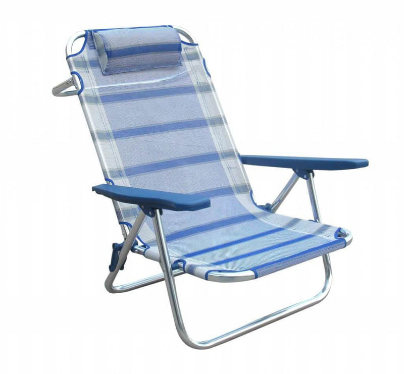 Spiaggina con Braccioli Regolabile 65x67x83 h cm in Alluminio e Textilene Blu-2