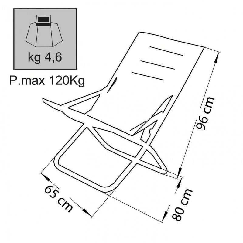 Sdraio Canapone 65x80x38/96 h cm in Acciaio Telo Oxford Blu-3