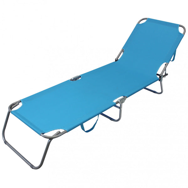 Chaise longue de jardin 188x55x24,5 h cm en acier bleu clair sconto