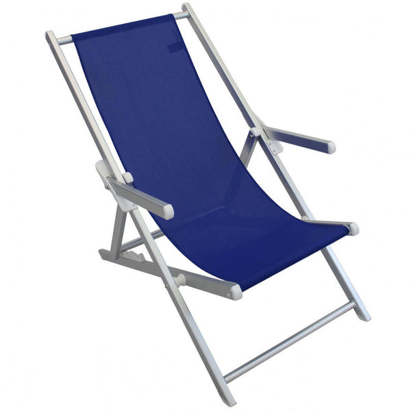 acquista Chaise de plage en textilène avec accoudoirs 98x67,5x106 h cm en textilène bleu