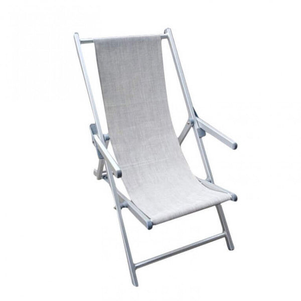 Chaise de plage en textilène avec accoudoirs 98x67,5x106 h cm en textilène gris sconto