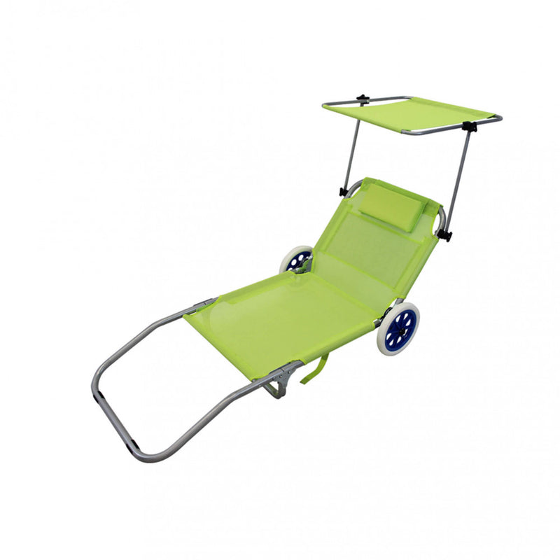 Spiaggina Carrello Pieghevole Steel con Tetto 145x52x62 h cm in Textilene Blu-2