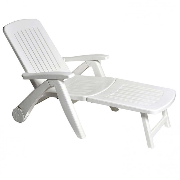 Cancun Transat de Jardin avec Roues 72x190x60 h cm en Plastique Blanc acquista