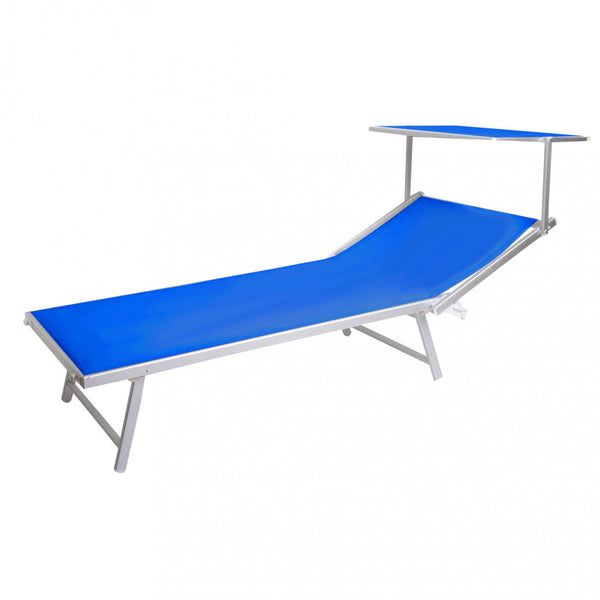 Cefalu Transat de Jardin XXL 213x85,5x40 cm en Aluminium Bleu Chiné sconto