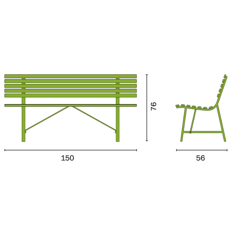 Panca da Giardino in Ferro 3 Posti 150x56x76cm Vorghini Gallipoli Verde Oliva-3