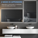 Specchio da Bagno 90x60 cm con Cornice a LED Argento-7