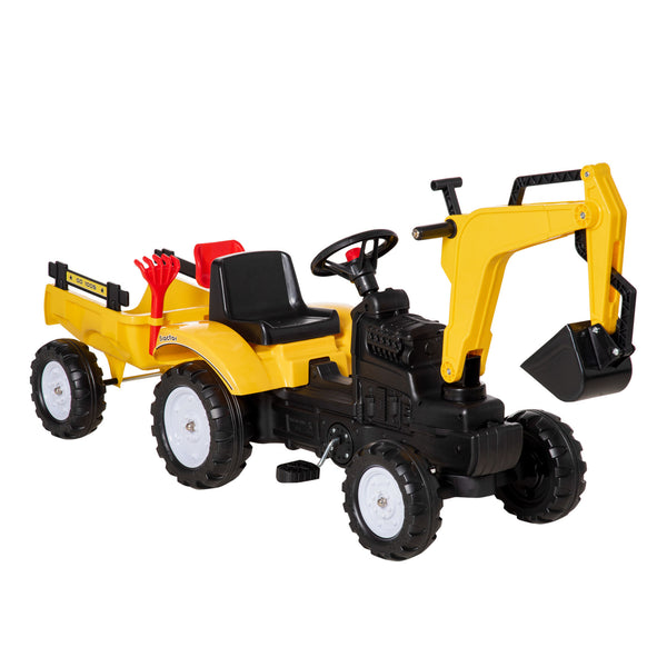 prezzo Tracteur à pédales pour enfants 163x42x71 cm avec remorque jaune