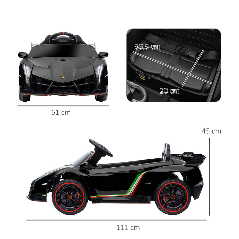 Macchina Elettrica per Bambini 12V con Licenza Lamborghini Veneno Nero-3