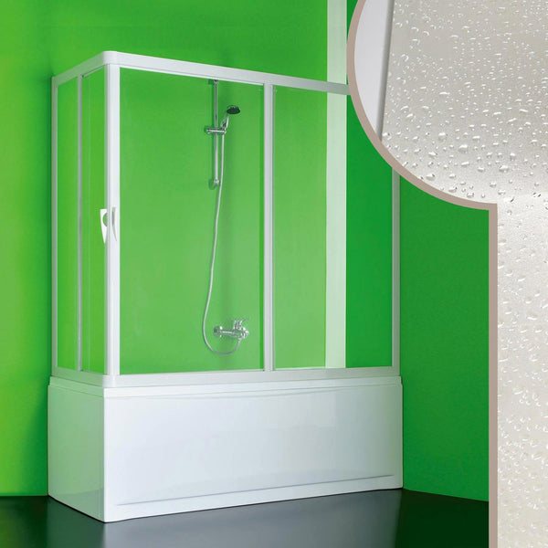 prezzo Pare Baignoire d'Angle 2 Côtés 2 Portes Coulissantes en PVC H150 cm Dorini Blanc Différentes Tailles