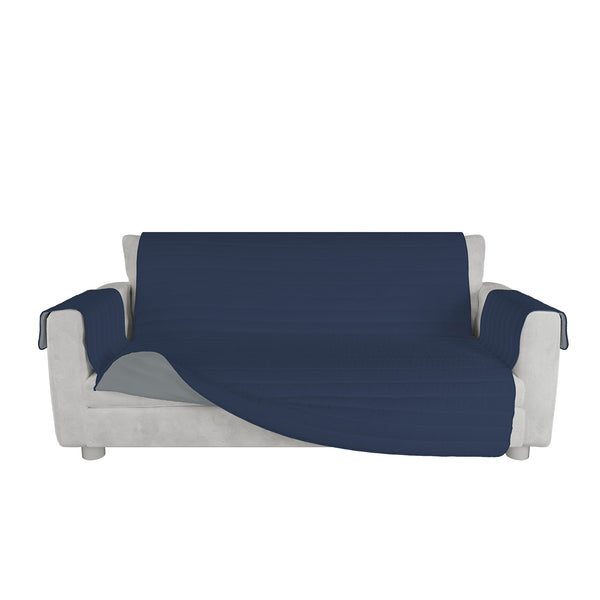 Housse de canapé imperméable matelassée double face en microfibre bleu foncé/gris clair différentes tailles online