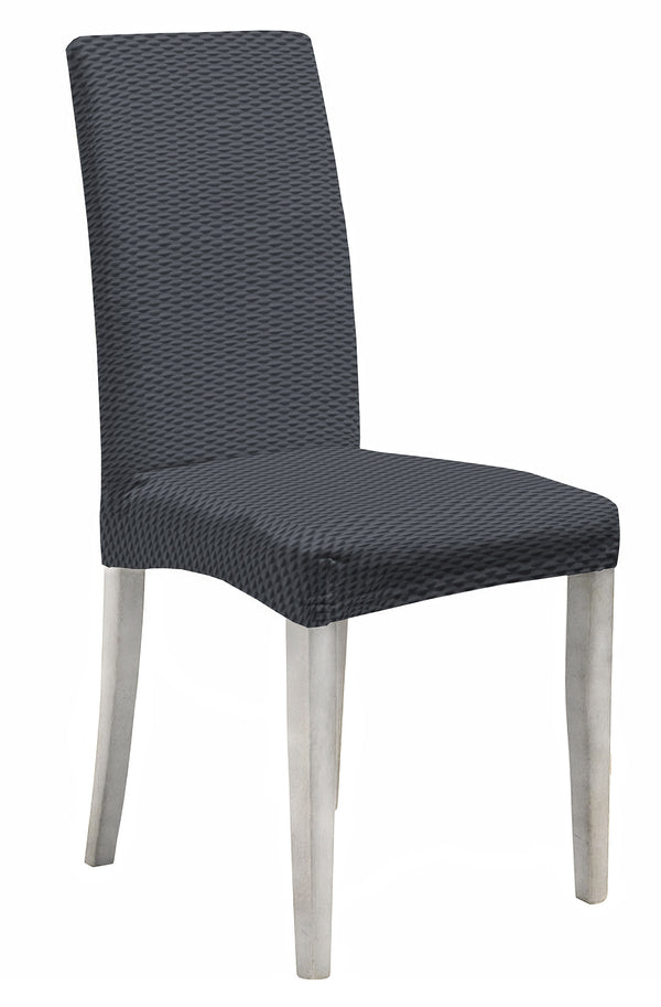 Lot de 2 housses de chaise avec dossier élastiqué en polyester tendance gris foncé prezzo