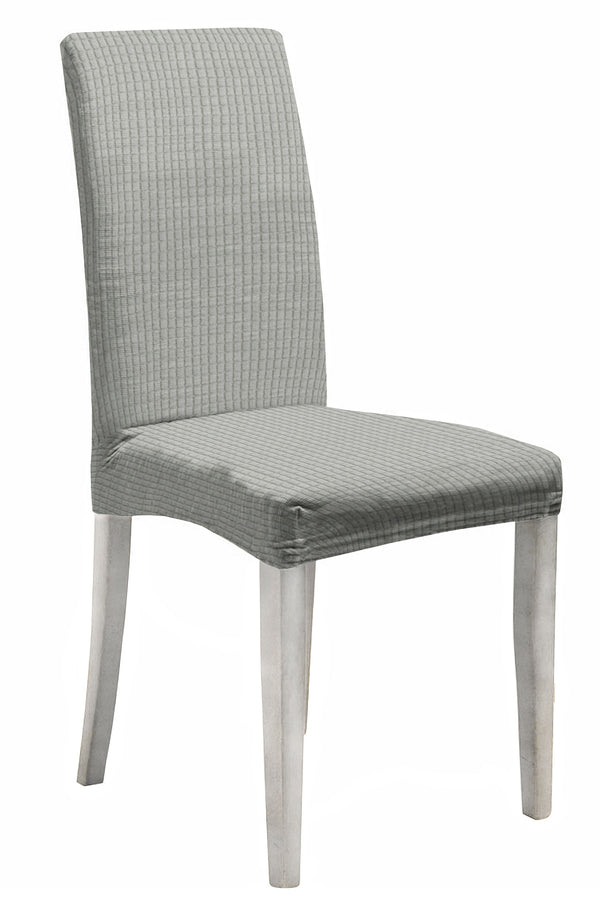 acquista Lot de 2 housses de chaise avec dossier élastiqué en polyester gris clair Leslie