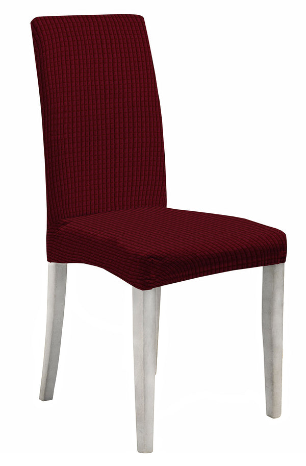 Lot de 2 housses de chaise avec dossier élastiqué en polyester bordeaux Leslie online