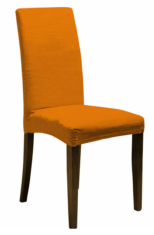 prezzo Lot de 2 housses de chaise avec dossier élastiqué en polyester orange