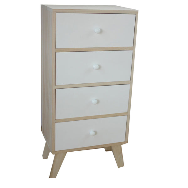 acquista Armoire à 4 Tiroirs en Bois de Paulownia Naturel et Blanc Fadi