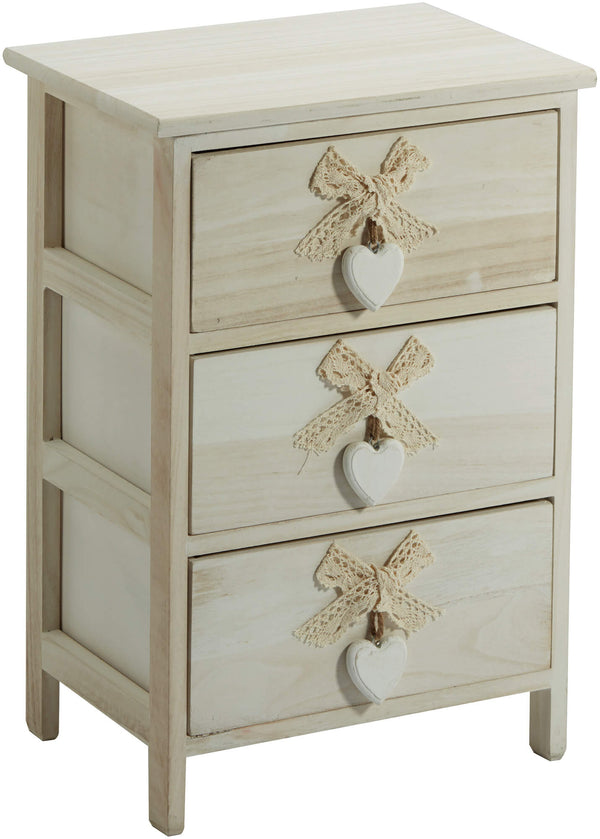 Commode 3 Tiroirs 40x29x58 cm en Bois avec Coeur sconto