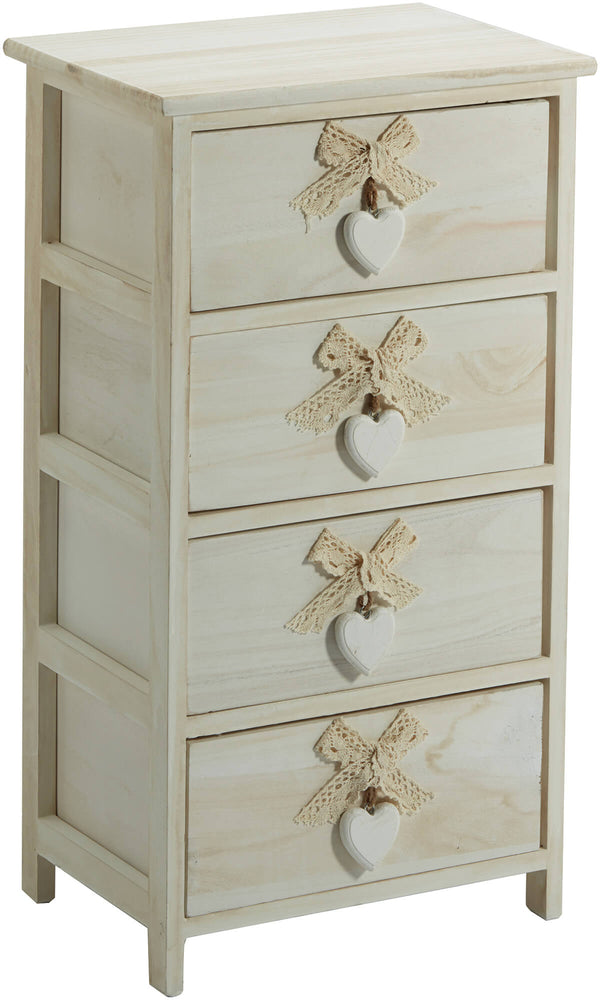 Commode 4 Tiroirs 40x29x73 cm en Bois avec Coeur sconto