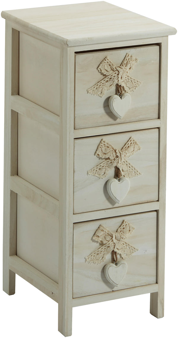 Commode 3 Tiroirs 26x32x63 cm en Bois avec Coeur online