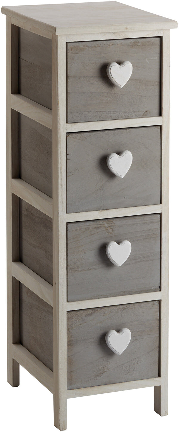 Commode 4 Tiroirs 26X32X81 cm en Bois avec Coeur Gris prezzo