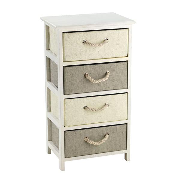 Commode 4 Tiroirs en Bois et Raphia Synthétique Blanc Fadi sconto